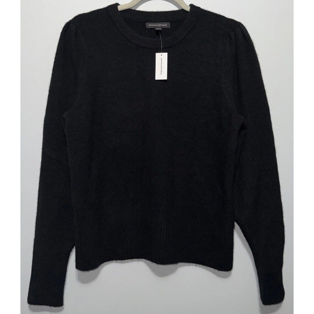 Banana Republic Women’s Sweater Sz L Crewneck Pullover Wool Alpaca Acrylic Black